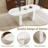 Oval Dining Table for 6 with Wood Strip Base, Farmhouse Kitchen Pedestal Dining Room Table for Living Room, Bedroom or office-Tanpinhause - 4 of 4