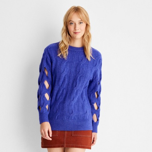 Women's Open Diamond Stitch Sweater - Future Collective™ With Reese  Blutstein Blue Xxs : Target
