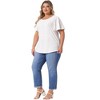 Agnes Orinda Women's Plus Size Eyelet Embroidered Round Neck Flare Sleeve Casual Summer Blouses - 3 of 4