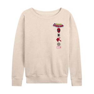 Women's - Marvel - Spider-man Icons Lightweight French Terry Wide Neck Long Sleeve Shirt - 1 of 4