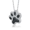 Guili Sterling Silver Two-Tone Pendant with Black & White Cubic Zirconia Cat & Dog Pet Paw Necklace for Pet Lovers with Style and Class - 2 of 3