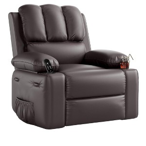 Jojoka Recliner Chair for Adults, Manual Leather Sofa with Cup Holders & Side Pockets, Comfy Lounge Chair for Living Room - 1 of 4