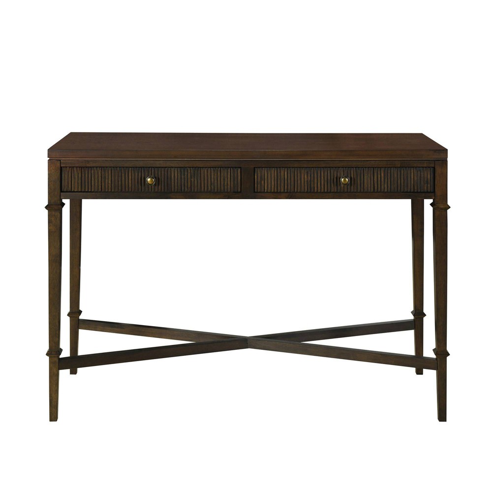 Photos - Dining Table Martha Stewart Kenna Fluted 2 Drawer Storage Console Table Brown 