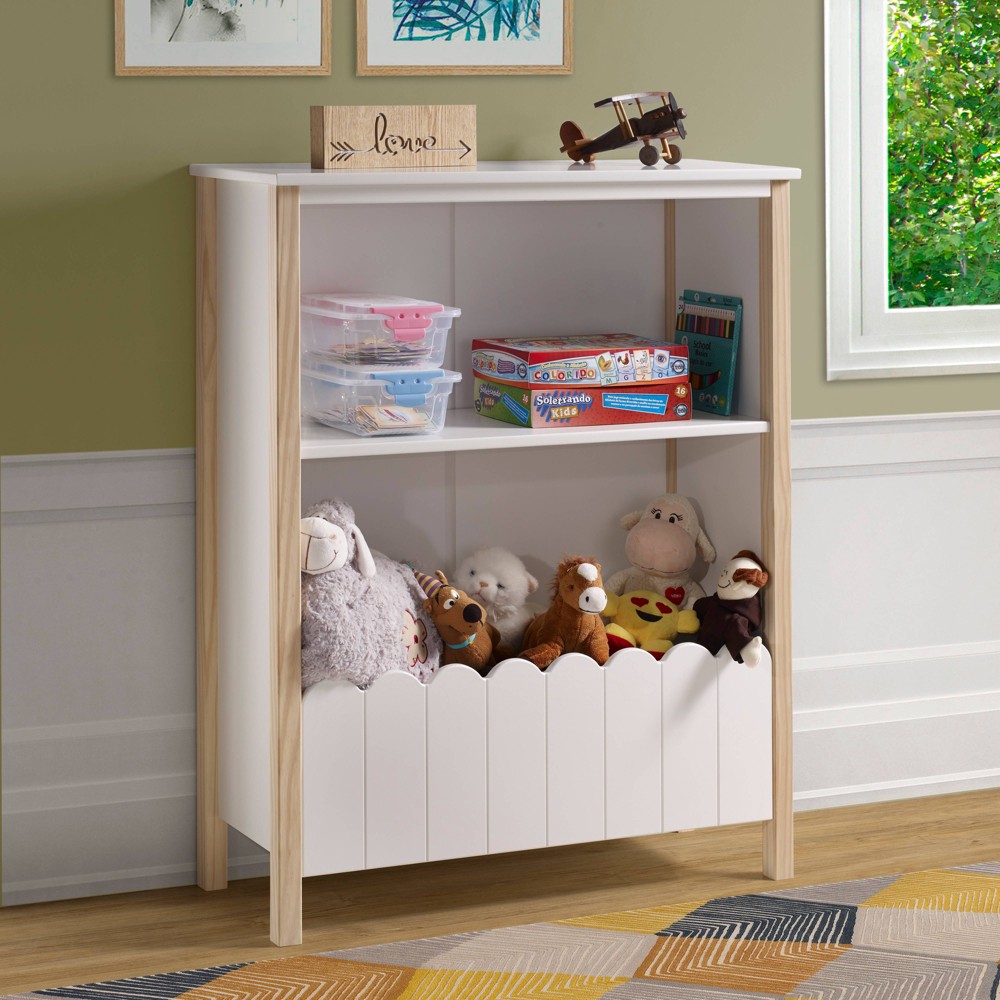 Photos - Garden & Outdoor Decoration Melbourne Modern White and Natural Solid Wood Finish Kids' Bookcase - Powe