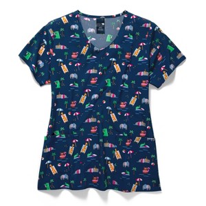 Zoe and Chloe Zoe+Chloe Performance V-Neck Print Scrub Top - 1 of 1
