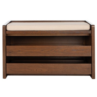 Percy Storage Bench - Walnut/Beige - Safavieh