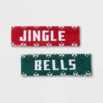 Mighty Fine Adult Jingle Bells Christmas Headband 2pc Set - Red/Green