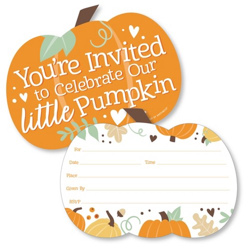 Big Dot Of Happiness Little Pumpkin - Shaped Fill-in Invitations