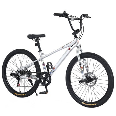 Aukfa 26 Inch Freestyle Bike 7 Speed Kids Bike with 4 Pegs Dual Disc Brakes Suitable for Kids 12+, Multiple Colors