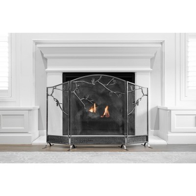 Barton 53" x 36" Fireplace Screen Guard Fireplace Screen 3 Panel Tree Branches Decorative