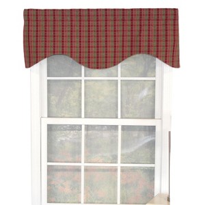 RLF Home Gabriel Check Cornice 100% Cotton with Fully Lined 3" Rod Pocket Valnance for Windows 50" x 17" Grape - 1 of 4