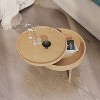 NicBex Modern Round Wood Rotating Coffee Table with Metal Legs for Living Room - 3 of 4