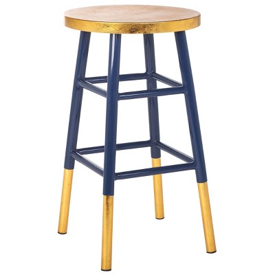 Navy and Gold Backless Metal Counter Stool