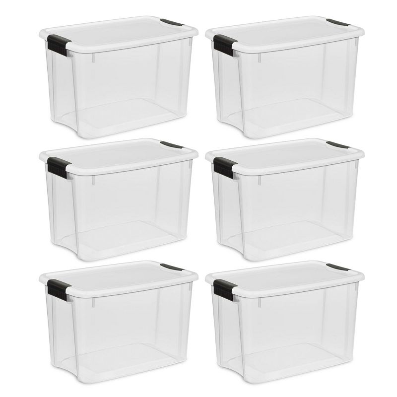 Sterilite 30 Quart (6 Pack) & 18 Quart (6 Pack ) Clear Plastic Stackable Storage Container Bin Box Tote with White Latching Lid Organizing Solution, 3 of 8