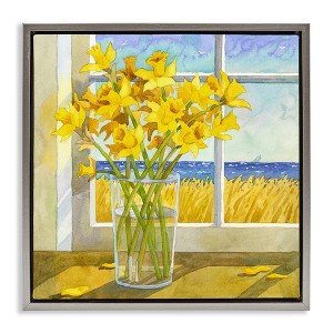 Stupell Industries Daffodils in Seaside Window Floating Frame Canvas Art - 1 of 4