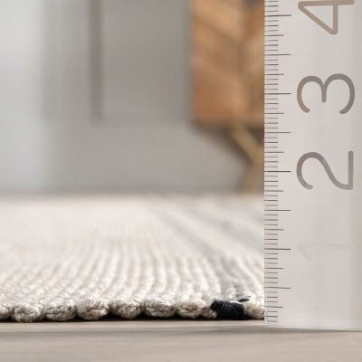 Beige and Gray Striped Handmade Cotton Area Rug 4' x 6'