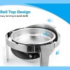 6.8QT Round Chafing Dish Buffet Set, Stainless Steel Roll Top Chafing Dishes with Fuel Holder & Water Pan, Buffet Warmer Set for Party, Banquet - 4 of 4