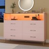 Dresser for Bedroom with LED Lights – 6 Drawer Dressers with Charging Station, Wood Storage Chest for Entryway - 2 of 4