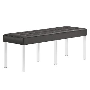 Modway Loft Tufted Large Upholstered Faux Leather Bench – Silver Gray – Contemporary Entryway or Bedroom Bench with Chrome Legs and Tufted Seat - 1 of 4