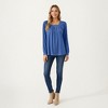 Anna-Kaci Women's Long Sleeve Square Neck Top with Front Pleat Detailing and Relaxed Fit - 2 of 4