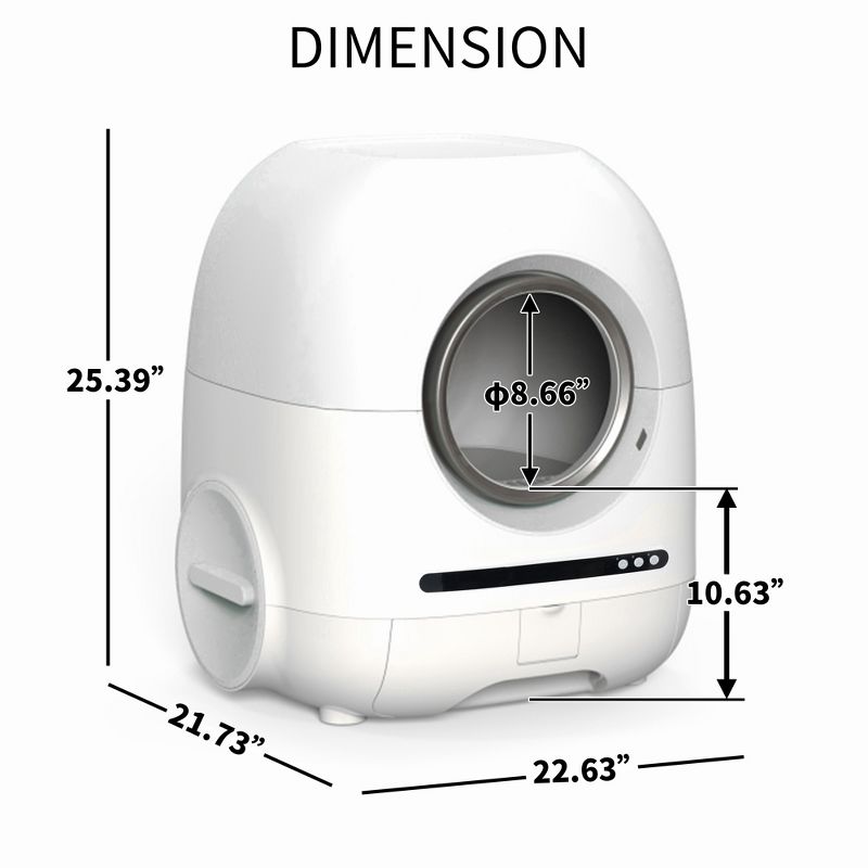 Smart Self-Cleaning Cat Litter Box with App Control, Real-time Video and Ionic Deodorization, 68L+9L, White - ModernLuxe, 3 of 15