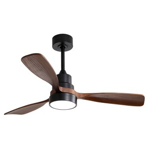 TOBILI 48 Inch Low Profile Ceiling Fan 3 Solid Wood Fan Blade Noiseless With Light - 1 of 4