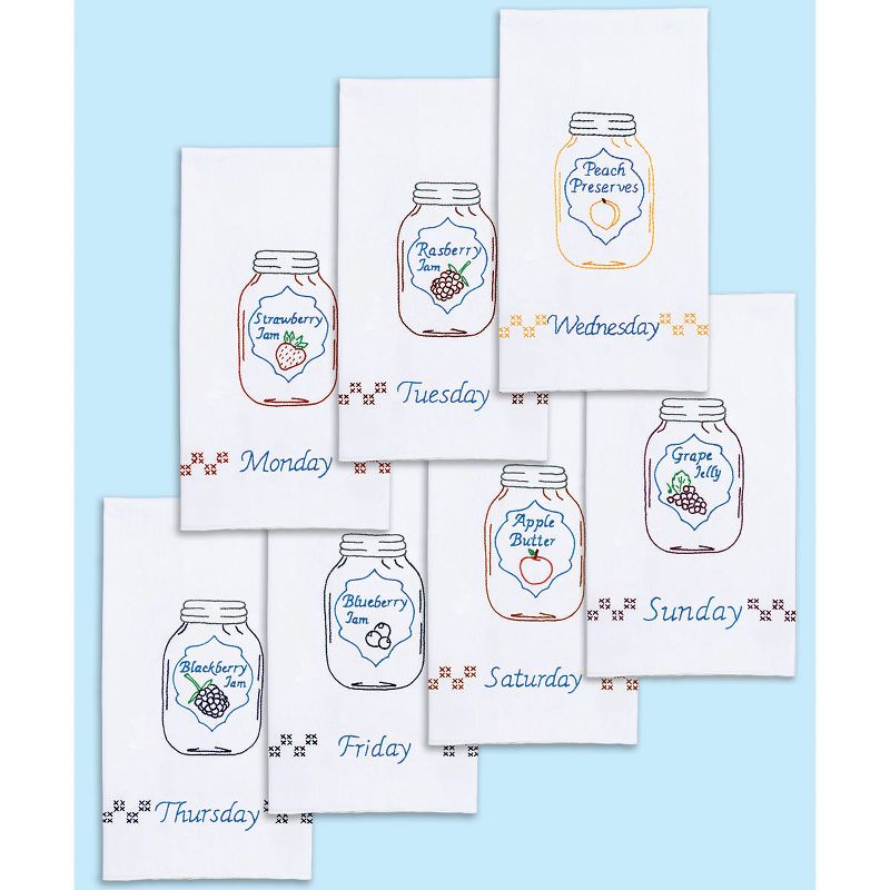 Jack Dempsey Stamped Decorative Hand Towels 15"X30" 7/Pkg-Mason Jars Days Of The Week, 2 of 4