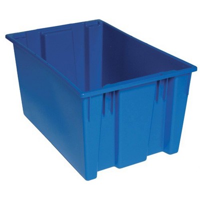 Quantum Storage Systems Stack And Nest Tote, 29-1/2"W X 19-1/2"D X 15"H, Heavy Duty, 3.70 Cu. Ft. Capacity, Blue Polypropylene