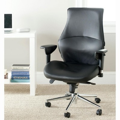 Transitional High-Back Swivel Desk Chair in Luxurious Black