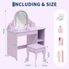 COZONY Kids Vanity with Mirror & Stool, Adjustable Brightness, Storage Drawer & Shelves, for Girls Ages 3–9 - 2 of 4