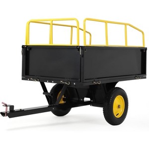 Clearance, ATV UTV Trailer Tow Behind Dump Cart, Heavy Duty Garden Utility Trailer with Removable Sides, All Terrain Tires, Pull Behind - 1 of 4