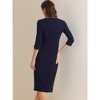 INSPIRE CHIC Women's Elegant Boat Neck 3/4 Sleeves Work Midi Split Sheath Dress - 4 of 4