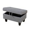 DOMETOUR 28.5" Gray Linen Upholstered Ottoman - Modern Footrest or Accent Bench for Living Room, Bedroom, or Entryway - 3 of 4