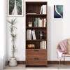 Vynxaria Modern Black Bookshelf with Drawers and Adjustable Shelves - 2 of 4