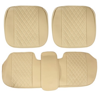 X AUTOHAUX Universal Breathable Leatherette Automotive Seat Pads Beige 1 Set