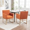 SEYNAR Modern Velvet Accent Arm Dining Chair Set of 2 with Metal Legs - 2 of 4