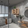 Natural Bamboo Wall Cabinet,Wall Mounted Cabine with Doors,Open Shelves And Towel Bar,Bathroom Storage Cabinet-Cuddlewood - 2 of 4