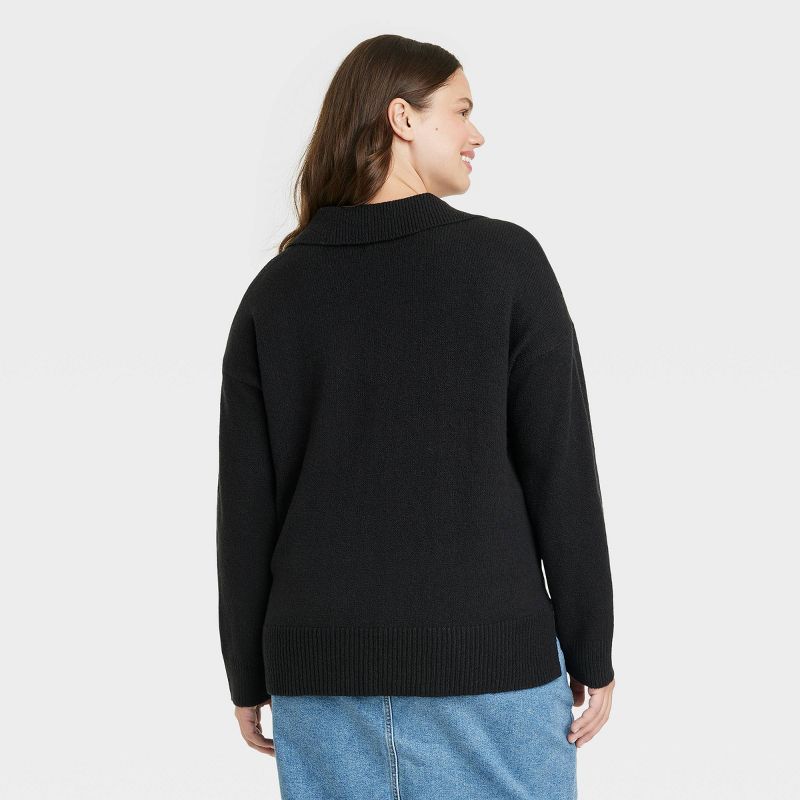 Women's Collared V-Neck Pullover Sweater - Ava & Viv™, 2 of 7
