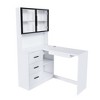 Homy Casa L-Shaped Desk with Glass Door Hutch and Storage Drawers for Home Office - 2 of 4