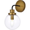 Elegant Lighting Hanson 1 light bath sconce in black with brass with clear shade - 3 of 4