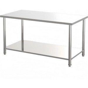 Stainless Steel Work Table with 2-Tier Storage, Adjustable Undershelf, 660LBS NSF Commercial Table for Food Prep, Kitchen, Restaurants - 1 of 4
