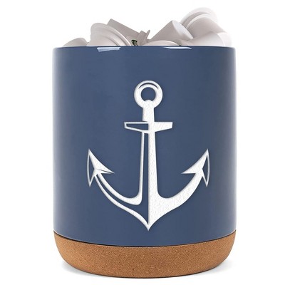 Elanze Designs Anchor Navy Blue X-Large Cork Bottom, Kitchen Counter, Ceramic Stoneware, Coffee, Tea and Hot Chocolate, Machine Brewing, K Capsule Pod