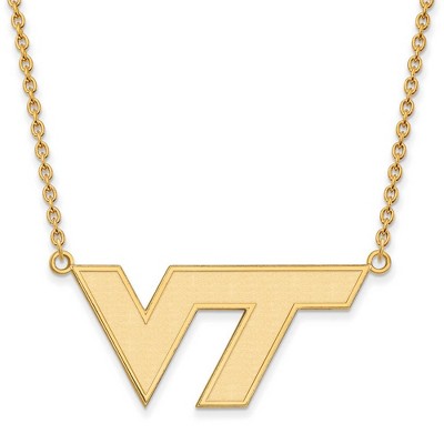 Black Bow Jewelry 10k Yellow Gold Virginia Tech Hokies NCAA Necklace 18 Inch