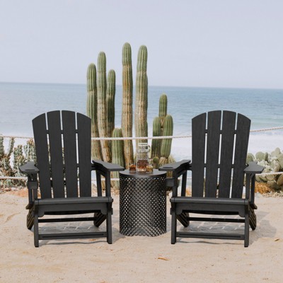 VisioGear 2PCS Patio Adirondack Chairs, Patio Chair with Cup Holder, Outdoor Comfortable Set for Backyard, Black, 31.4"*29.6"*36.4"
