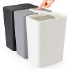 LunaLulinlk 3 Pack 10 Liter Small Lid Trash Can Plastic Trash Can, 2.6 Gallon Slim Trash Can Wastepaper Basket with Pop-Up Lid, White, Black, Gray - 2 of 4