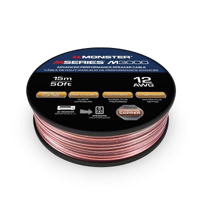 Monster XP Copper Clad Aluminum (CCA) Speaker Wire 14 Gauge Cable 50 FT  Spool - Ideal for Home Cinema Cables and Car Audio Cable 