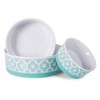 Bone Dry Ceramic Pet Single Bowl Lattice Paw Print, Aqua, Small - 4 of 4