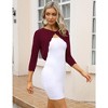 Women's 3/4 Sleeve Cardigans Elegant Crochet Open Front Shrug Cropped Sweaters Knit Shrug Sweaters Bolero for Dresses - 3 of 4