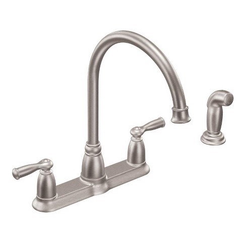 Moen Banbury Two Handle Stainless Steel Kitchen Faucet Side Sprayer 