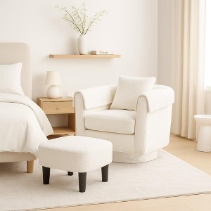 Bestier Modern Swivel Accent Chair with Ottoman for Living Room, Upholstered Chenille Barrel Chair Set with Back Pillow & Armrest Covers - 1 of 4